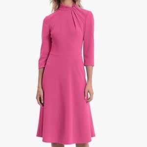 Donna Morgan Pink Mock Neck Twist Detail Midi Dress - Size 10